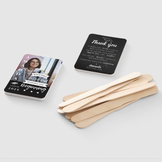 Black White Photo Quote Class Afstuderen Hartelijk Handwaaier (Niet-gemonteerd)