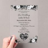 Black & White Photo Template Botanical Translucent Acryl Uitnodigingen (Insitu (Draagbaar))