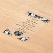 Black & White Photo Template Botanical Translucent Acryl Uitnodigingen (Laagn)