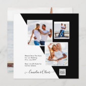 Black White Photo Weddenschap nodigt QR Code Save  (Voorkant / Achterkant)