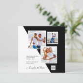 Black White Photo Weddenschap nodigt QR Code Save  (Staand voorkant)