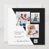 Black White Photo Weddenschap nodigt QR Code Save  (Voorkant)