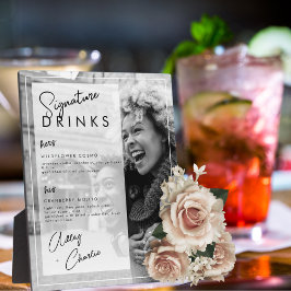 Black White Photo Wedding Couple Signature Drink Fotoplaat