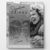 Black White Photo Wedding Couple Signature Drink Fotoplaat (Voorkant)