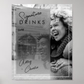 Black White Photo Wedding Couple Signature Drink Poster (Voorkant)