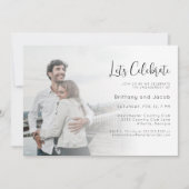 Black White Photo Wedding Engagement Party Kaart (Voorkant)