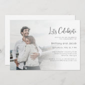 Black White Photo Wedding Engagement Party Kaart (Voorkant / Achterkant)