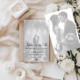 Black & White Photo Wedding Invitation | Elegant  Kaart