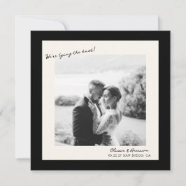 Black White Photo Wedding Save the Date Kaart