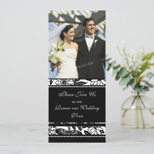 Black & White Photo Wedding Vow Renewal Uitnodigin Kaart (Staand voorkant)
