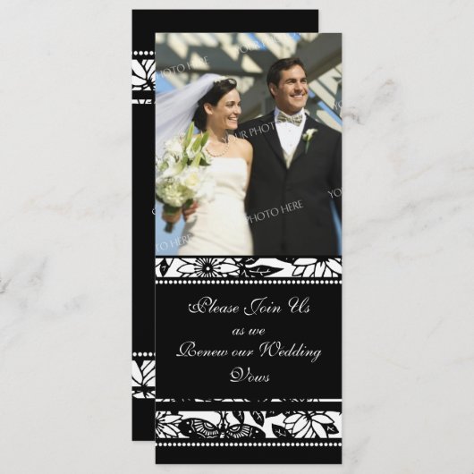 Black & White Photo Wedding Vow Renewal Uitnodigin Kaart (Voorkant / Achterkant)