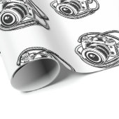 Black White Photography Camera Logo Graphic Cadeaupapier (Rol Hoek)