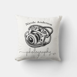 Black White Photography Camera Logo Graphic Kussen