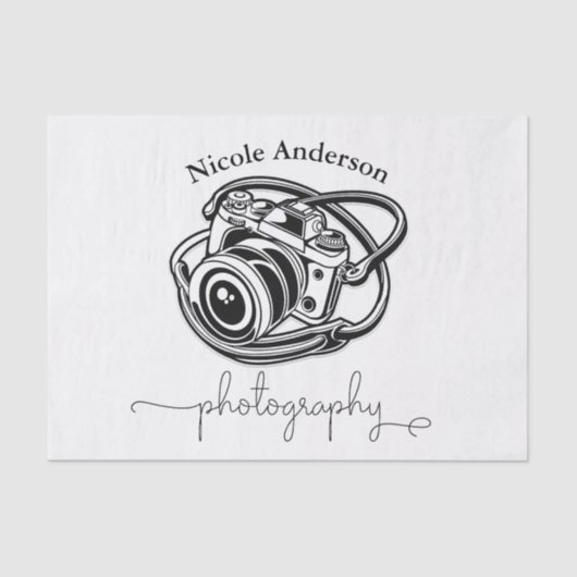 Black White Photography Camera Logo Graphic Tissuepapier (Voorkant)