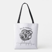 Black White Photography Camera Logo Graphic Tote Bag (Achterkant)