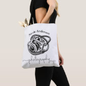 Black White Photography Camera Logo Graphic Tote Bag (Dichtbij)