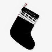 Black & White Piano Keyboard Kleine Kerstsok (Voorkant (Hangend))