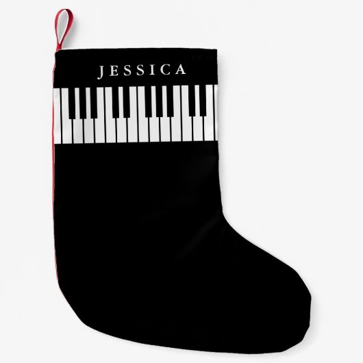 Black & White Piano Keyboard Kleine Kerstsok (Voorkant)