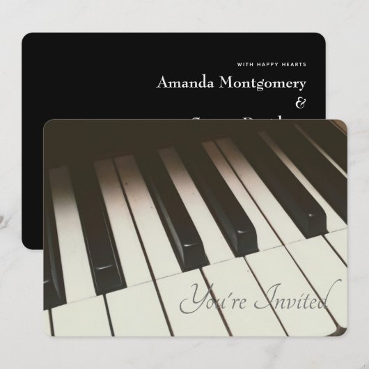 Black & White Piano Keys Kaart (Voorkant / Achterkant)