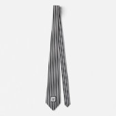 Black & White Piano Keys Stripes Monogram Necktie Stropdas (Voorkant)