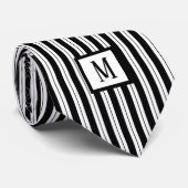 Black & White Piano Keys Stripes Monogram Necktie Stropdas (Opgerold)