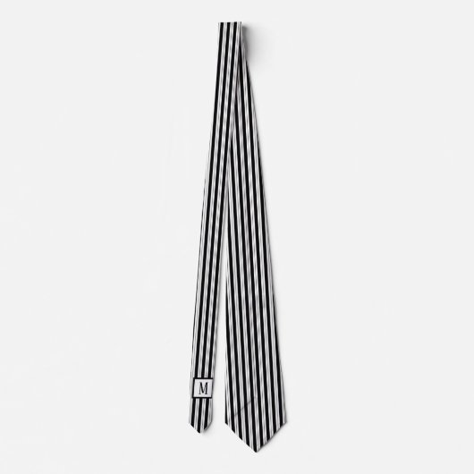Black & White Piano Keys Stripes Monogram Necktie Stropdas (Achterkant)