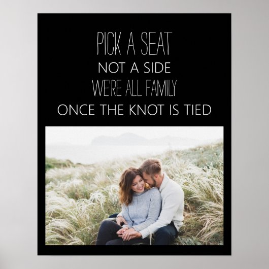 Black White Pick Seat Not Side Wedding Foto Poster (Voorkant)