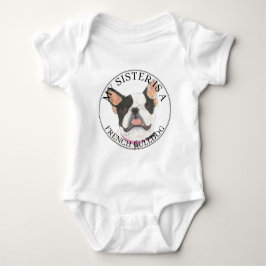 Black & White Pied Franse Bulldog Big Sister Romper
