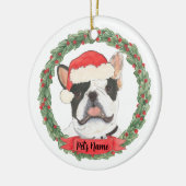 Black & White Pied Frenchie Keramisch Ornament (Links)