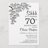 Black White Pine Branch Surprise 70th Birthday Kaart (Voorkant)