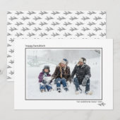 Black & White Pine Needles Happy Hanukkah Family Feestdagenkaart (Voorkant / Achterkant)