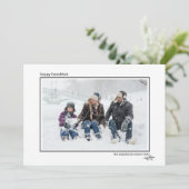 Black & White Pine Needles Happy Hanukkah Family Feestdagenkaart (Staand voorkant)