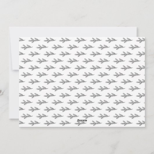 Black & White Pine Needles Happy Hanukkah Family Feestdagenkaart (Achterkant)