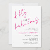 Black White Pink 50 and Fabulous Birthday Minimal Kaart (Voorkant)