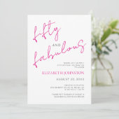 Black White Pink 50 and Fabulous Birthday Minimal Kaart (Staand voorkant)