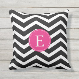 Black White Pink Chevron Custom Buitenkussen
