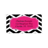 Black White Pink Chevron Custom Etiket (Voorkant)