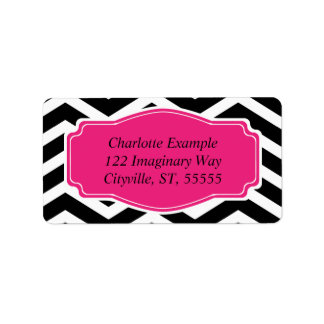 Black White Pink Chevron Custom Etiket