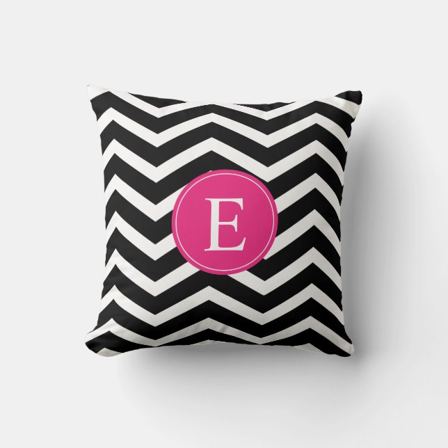 Black White Pink Chevron Custom Kussen (Voorkant)
