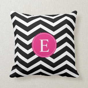 Black White Pink Chevron Custom Kussen