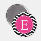 Black White Pink Chevron Custom Magneet (Voorkant / Achterkant)