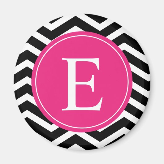 Black White Pink Chevron Custom Magneet (Voorkant)