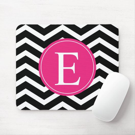 Black White Pink Chevron Custom Muismat (Met muis)