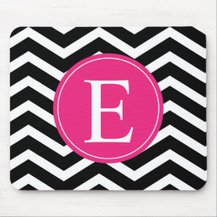 Black White Pink Chevron Custom Muismat