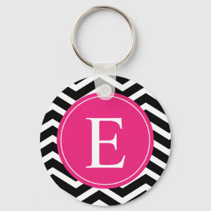 Black White Pink Chevron Custom Sleutelhanger