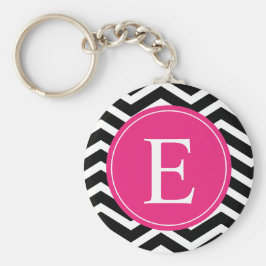 Black White Pink Chevron Custom Sleutelhanger