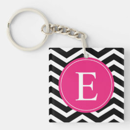 Black White Pink Chevron Custom Sleutelhanger