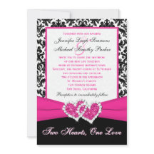 Black White Pink Damask Hearts Weddenschap
