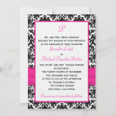Black White Pink Damask Hearts Weddenschap Kaart (Achterkant)