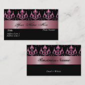 Black White Pink Damask Visitekaartje (Voorkant / Achterkant)
